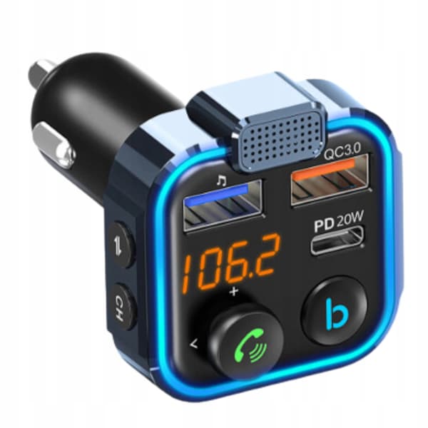 Bluetooth-autolähetin MP3-handsfree-FM-laturi