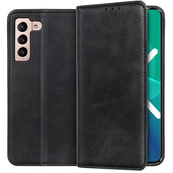 Pung-etui til Samsung Galaxy S22 5G, blødt læder, sort
