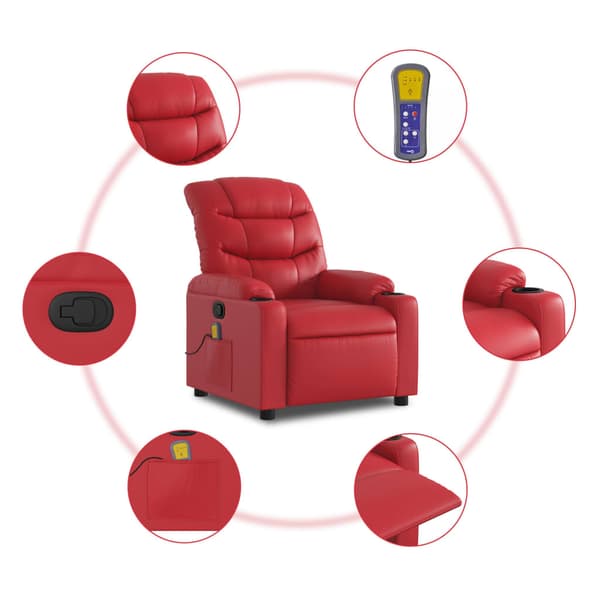 vidaXL Massagefåtölj röd konstläder