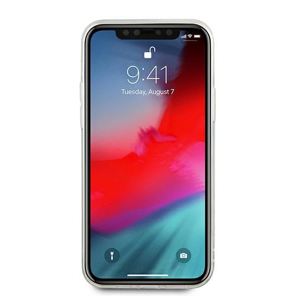 Guess Glitter Vintage Script-skal till iPhone 12 Pro Max, silver/silver