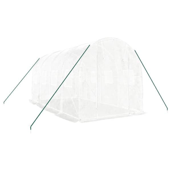 vidaXL Växthus med stålram, vit, 8 m², 4x2x2 m