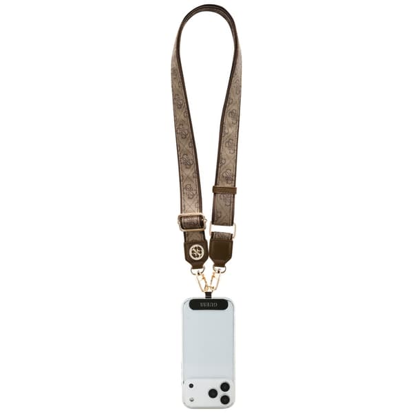 Guess Universal CBDY 4G Tether Patch Strass Metal Logo Ruskea Avaimenperä