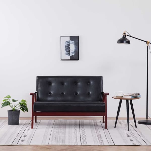 vidaXL 2-personers sofa, sort, kunstlæder