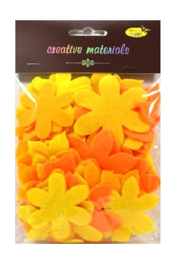 Filtblomster, gul-orange tone, 60 stk.