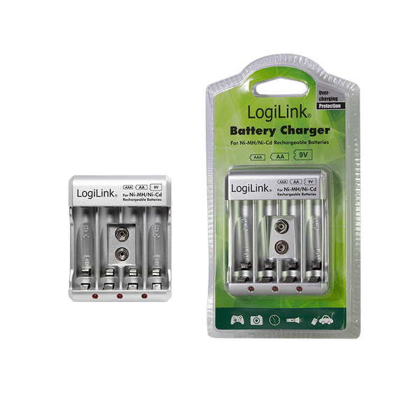 Oplader til AA/AAA/9V Ni-MH/Ni-Cd batterier, Logilink