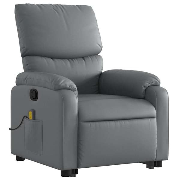 vidaXL Lyftbar massagefåtölj, grå, konstläder