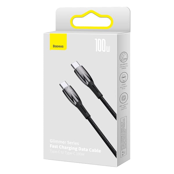 Holdbart, fleksibelt USB-C hurtigopladningskabel 100W 1m sort