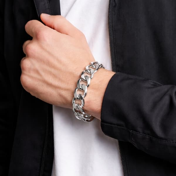 Herrarmband i 925 silver med 13 mm diamanter