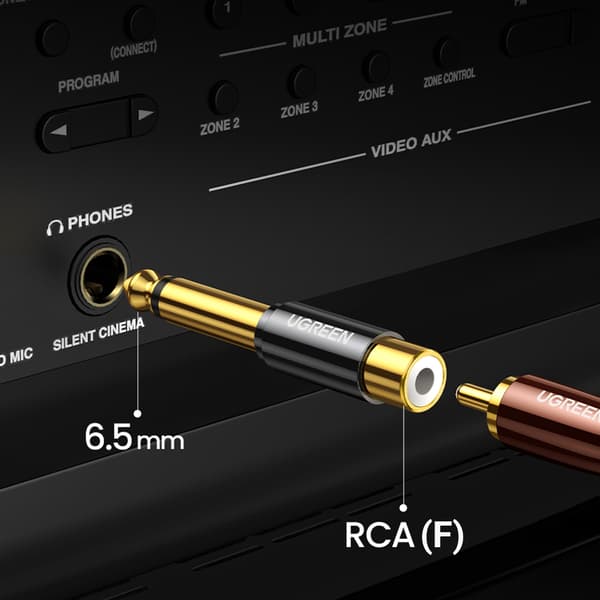 6,35 mm uros - RCA naaras - kullattu adapteriliitin