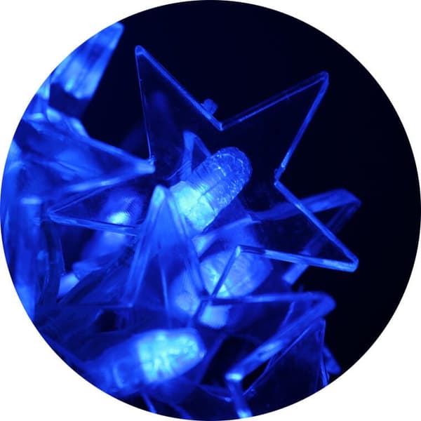 Blå LED-juletræstjerne - 20 lys på transparent kabel