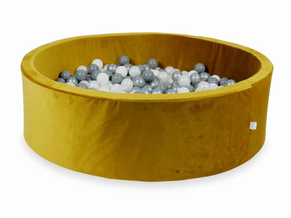 Torr bollhav 700 bitar 130x40 Sammet guld: vit, silver, pärlfärgad, grå