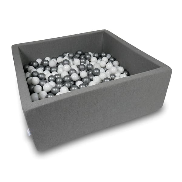 Torrpool 110x110x40cm grå med 600 bollar: vit, silver