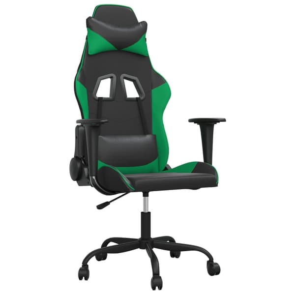 vidaXL gamingstol, sort og grøn, kunstlæder
