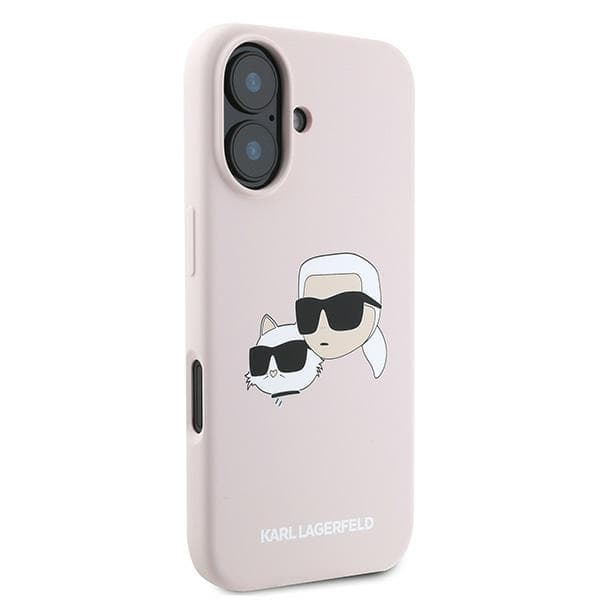 Karl Lagerfeld Silikone Dobbelthoved Print MagSafe-etui til iPhone 16 Plus, Pink