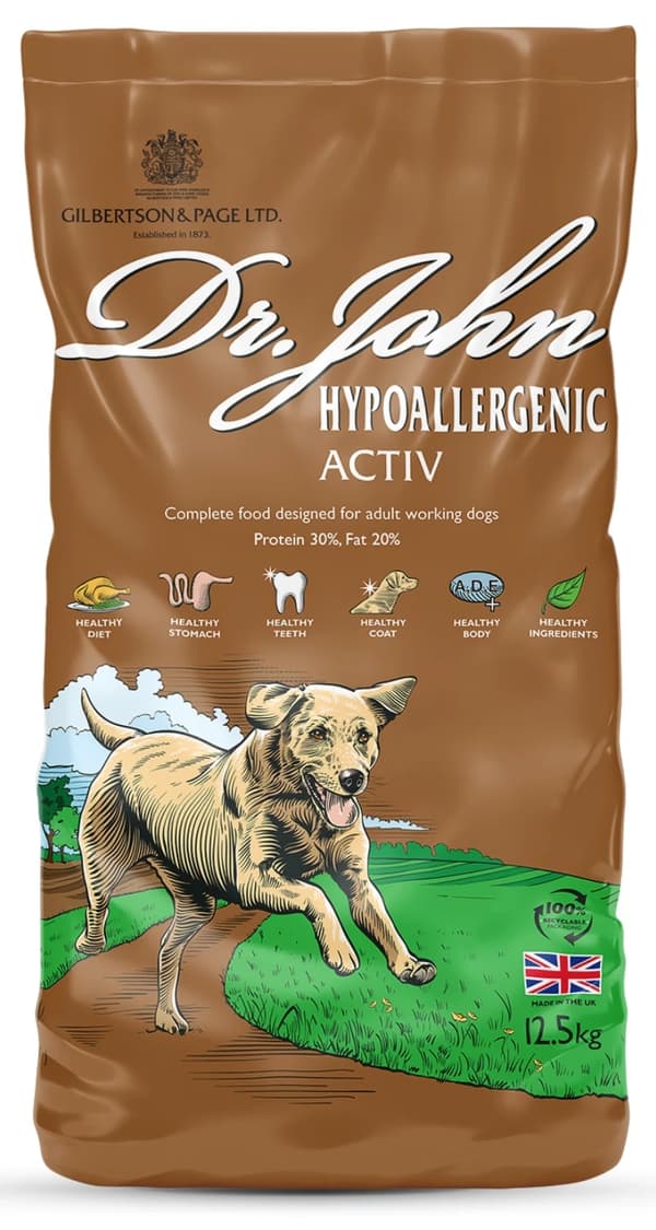 Dr John Activ hypoallergent torrfoder för hundar 12,5 kg 30 % protein 20 % fett