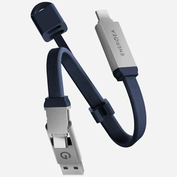 Energea Sheath Key 2-i-1 USB-C til USB-C/USB-A kabel 480 Mbps 60W 15 cm blå