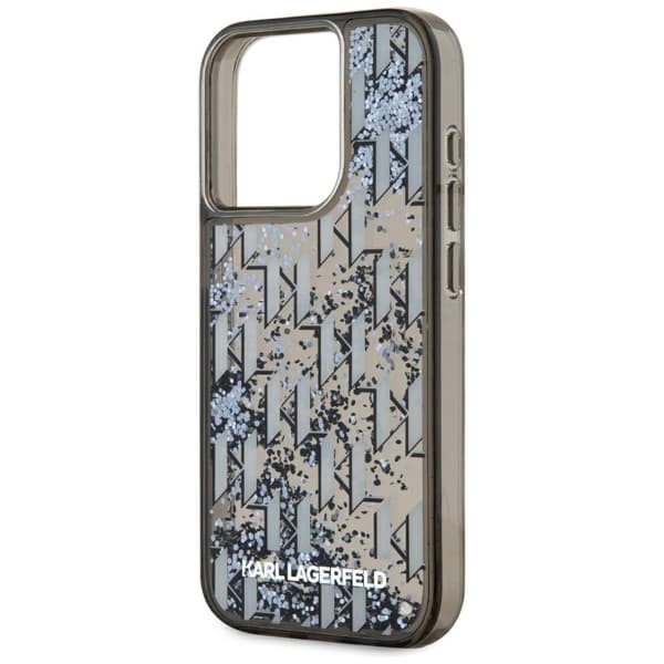 Karl Lagerfeld Liquide Glitter Monogram Gradient Cover til iPhone 15 Pro Max Sort