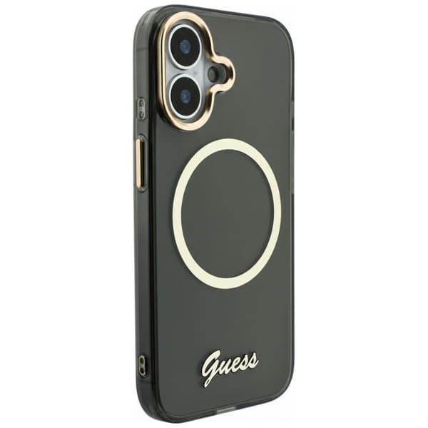 Guess IML Script Metal MagSafe-etui til iPhone 17, sort