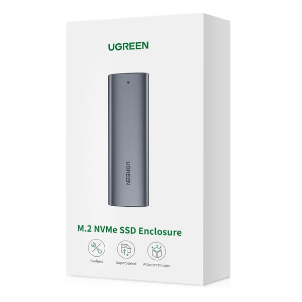 M.2 SuperSpeed 10Gbps SSD-kabinett + 0,5m USB-C-kabel, grå