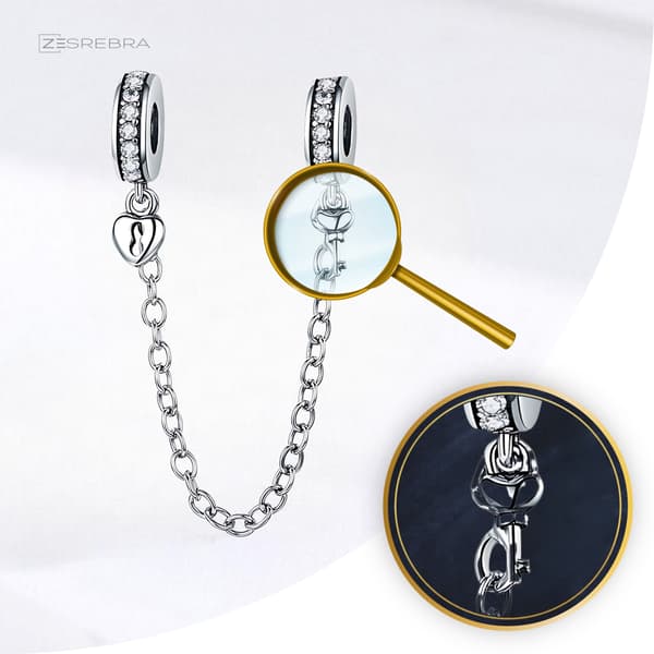 Charms Chain Security pr 925 vedhæng S925 perle perler sølv