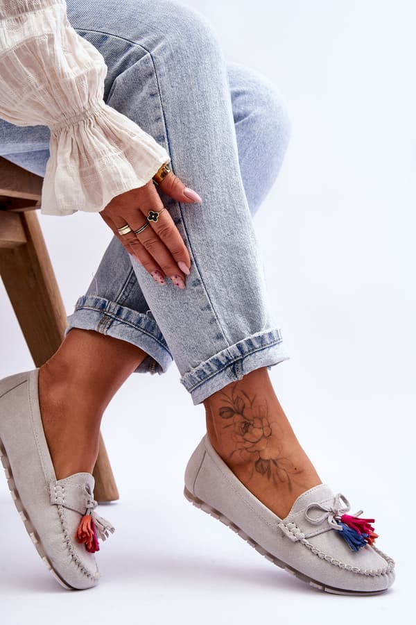 Damloafers med fransar Grå Amiro 37