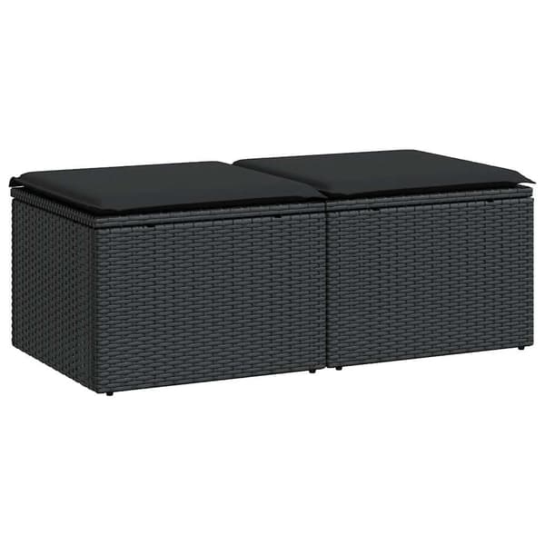 vidaXL 2-delt sofasæt med hynder, sort, polyrattan og akacie