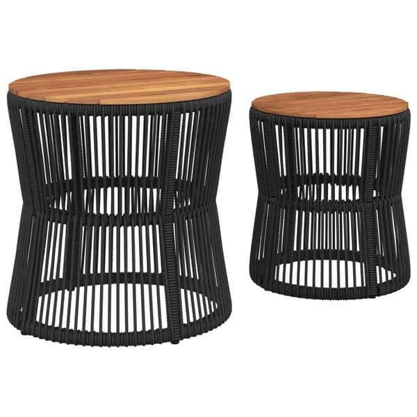 vidaXL haveborde, sæt med 2, træbordplader, sort, polyrattan