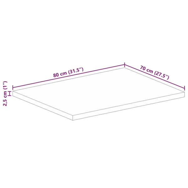 vidaXL bordplade 80x70x2,5 cm rektangulær massiv genbrugstræ