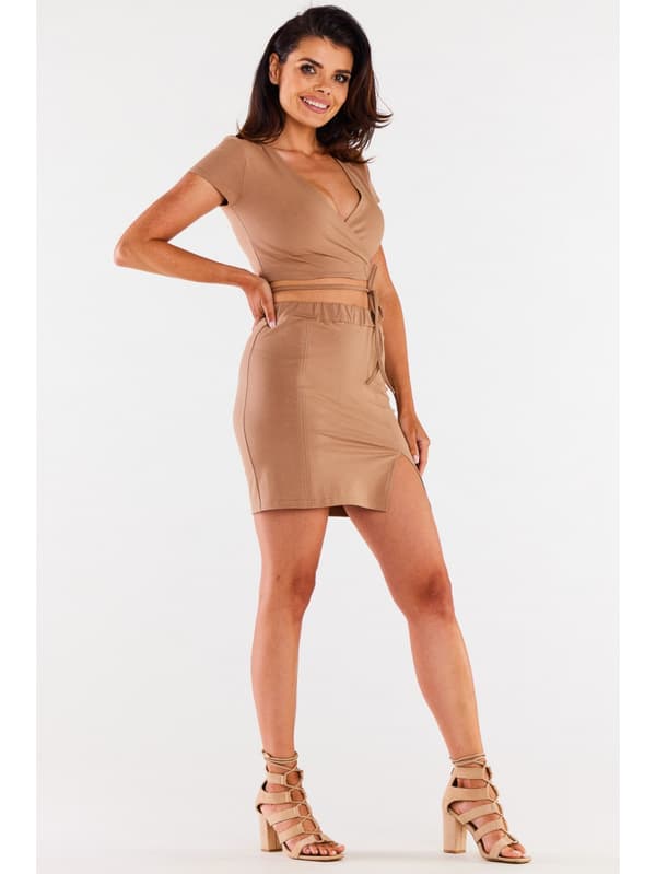 Kort nederdel i bomuld, beige S