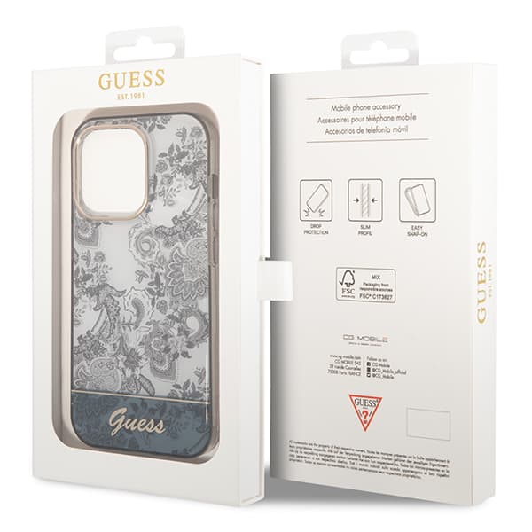 Guess Porcelain Collection-skal till iPhone 14 Pro Max, grått