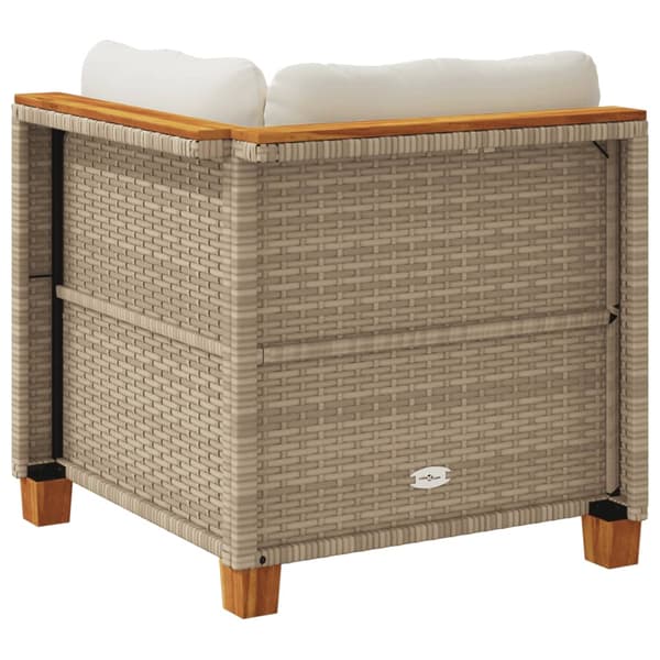 vidaXL Hörnsoffmodul med kuddar, beige, polyrotting