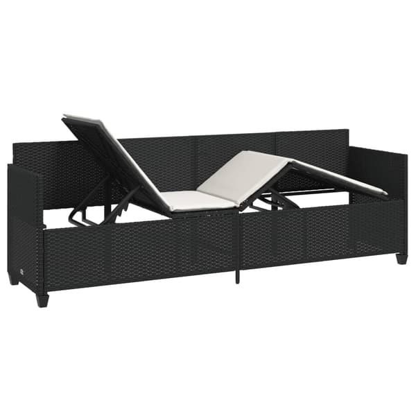 vidaXL dagseng med hynder, sort, PE-rattan