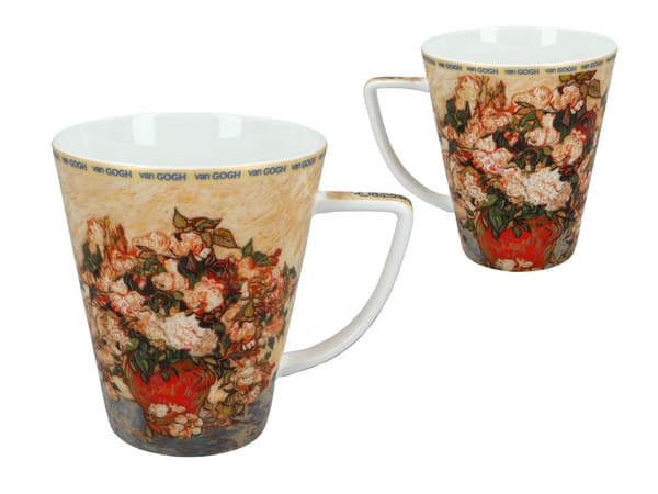 Carmani, set för två: kopp + mugg - VAN Gogh/Vas med rosor