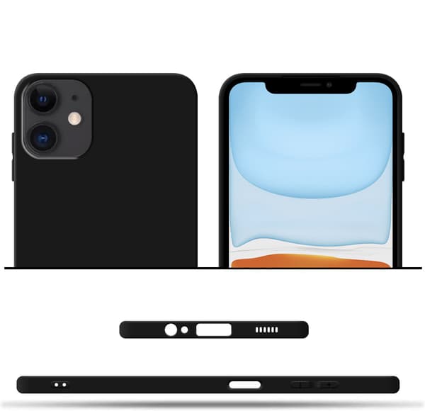 Etui til IPHONE 11 MAT SILIKONE BAGSIDER SORT + GLAS