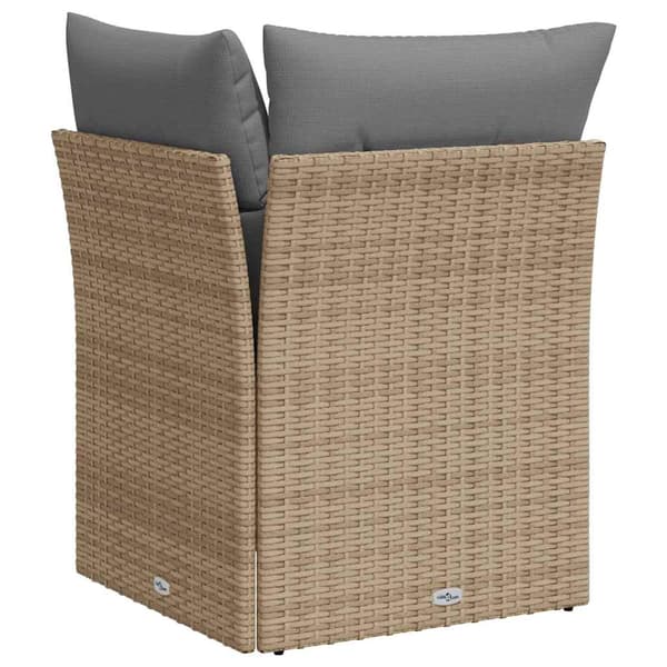 vidaXL Hörnsoffmodul med kuddar, beige, polyrotting