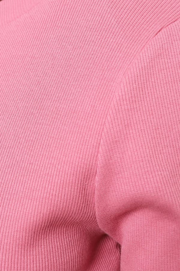 Moraj ribbad långärmad bomullströja dam rosa 3XL