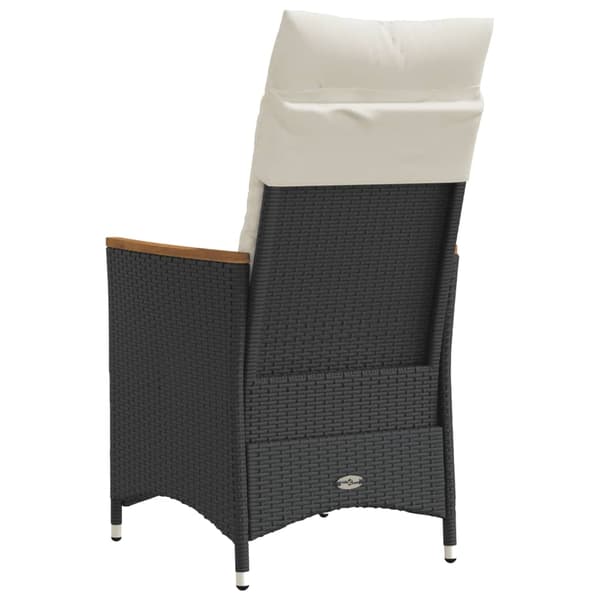 vidaXL havestol med hynder, sort polyrattan