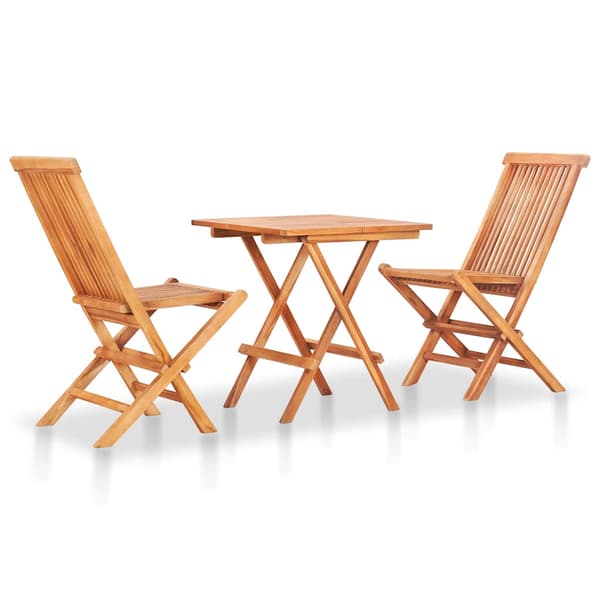 vidaXL 3-delat bistroset, krämfärgade kuddar, teak