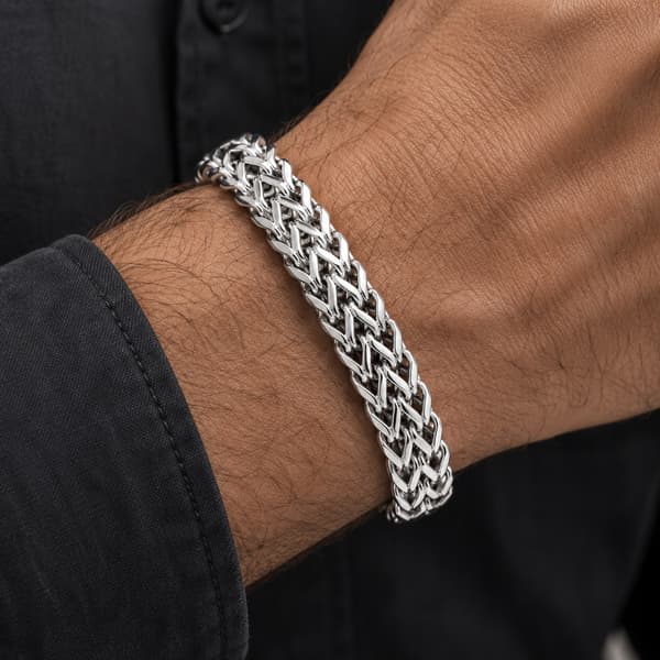 SØLV Herre Diamantarmbånd TYK Fuld Elegant Til Mænd