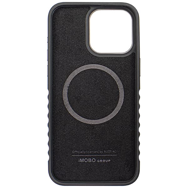 Audi MagSafe-etui i ægte læder til iPhone 15 Pro, sort-rød