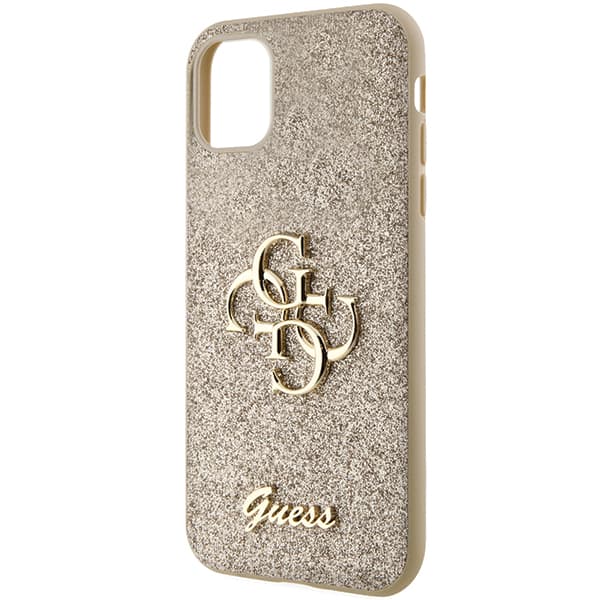 Guess Glitter Script Big 4G cover til iPhone 11 / Xr, guld