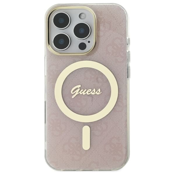 Guess IML 4G MagSafe-etui til iPhone 16 Pro Max, lyserød