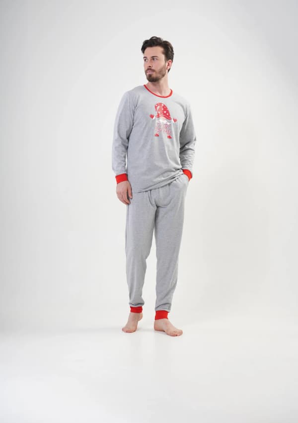 Herrpyjamas i bomull M Vienetta långärmad Fin julklapp