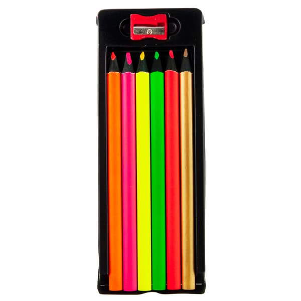 C122203 NEON TRIANGULÄRA FÄRGPENNOR 6 ST + VÄSSARE