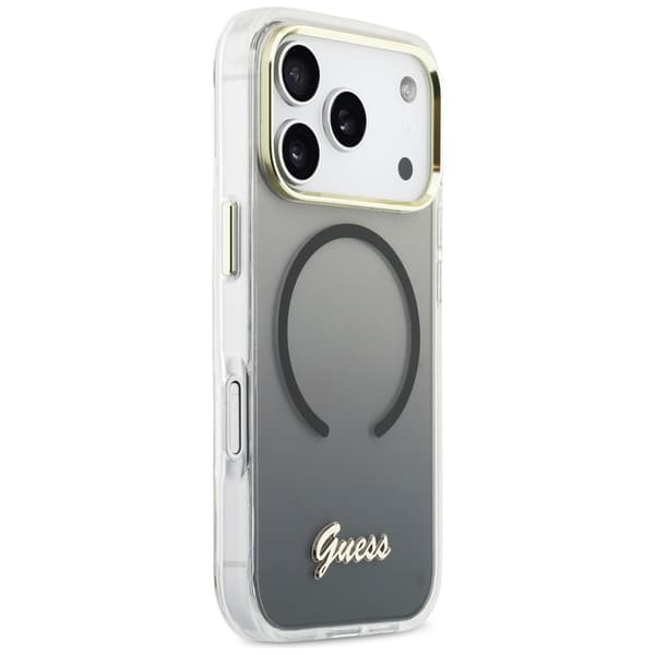 Guess IML Gradient Script Metal MagSafe-etui til iPhone 17 Pro, sort