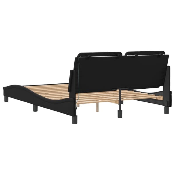 vidaXL sengestel med LED sort 140x190 cm kunstlæder