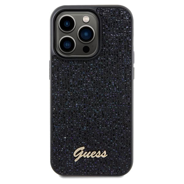 Guess Disco Metal Script -suojakuori iPhone 14 Pro Maxille, musta