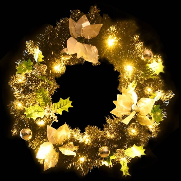 vidaXL julekrans med LED-lys, sort, 60 cm, PVC