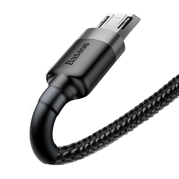 Kestävä nailonkaapeli USB microUSB 2A 3M musta ja harmaa