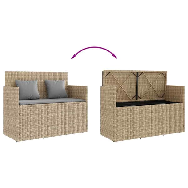 vidaXL Puutarhapenkki tyynyillä, beige, polyrottinki